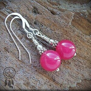 Hot Pink Earrings 925 Sterling Silver Gemstone Jewelry